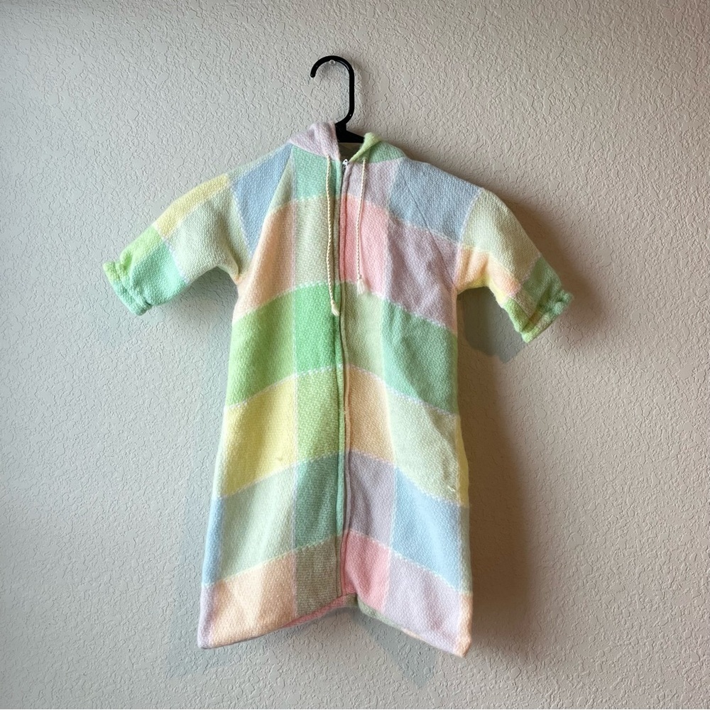 Vintage Cottagecore Handwoven Pastel Plaid Infant Sleeper The Three Weavers